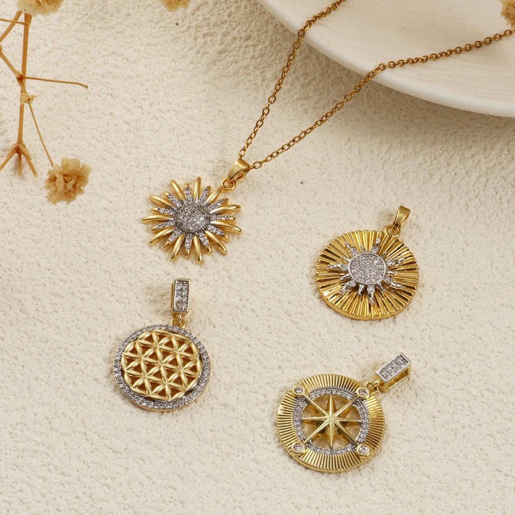 1 Stück Messing Anhänger 18K Gold Plated Sonnenblume Stern Micro Pave Klar Zirkonia Anhänger Für DIY Halskette Schmuckherstellung