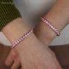 Pink Crystal Tennis Bracelets for Women Female Trend Romantic Shiny Zirconia Adjustable Folding Buckle Chain on Hand Jewelry