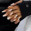 SKOFRI 24 Stück Rosa Strass-Fingernägel für Damen Lange Press-On-Fingernägel Full Cover Nagelspitzen Acrylnägel mit Strass-Design für Damen