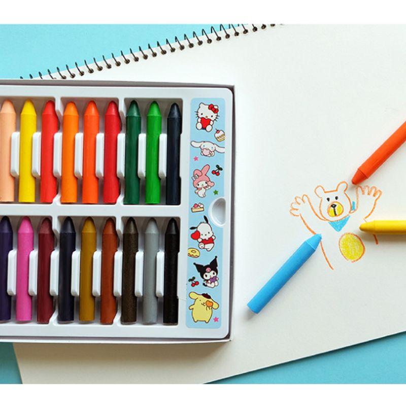 Sanrio Characters Non-Staining Crayons 24 Colors – Washable Kids Coloring Set