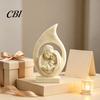 Holy Family Relief Statue Figurine Ornament, Modern Hollow Water Drop Resin Frosted Texture Religious Art Statue, Western Style Tabletop Sculpture for