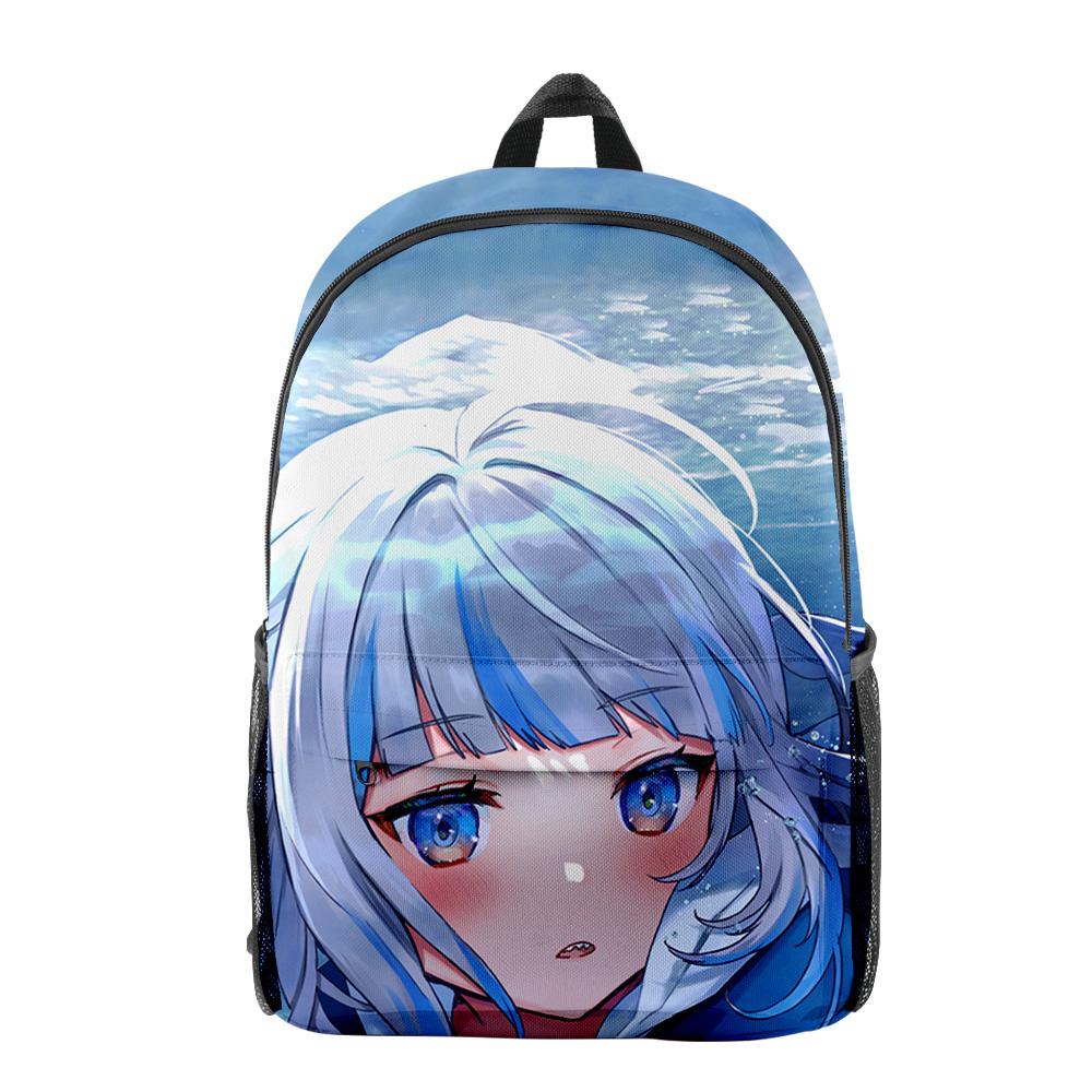 Classic Novelty Gawr Gura Cute Shark pupil Bookbag Notebook Backpacks 3D Print Oxford Waterproof Boys/Girls Travel Backpacks