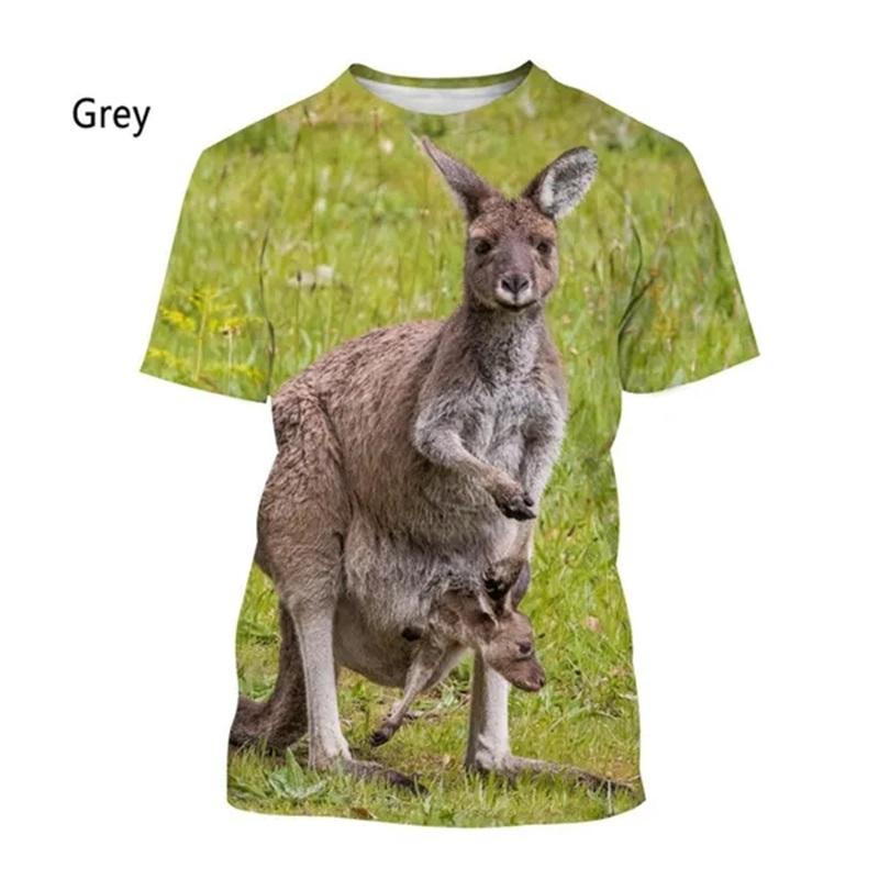 Cute Animal Kangaroo Pattern Tshirt For Men Women 3D Printing Casual Short Sleeve Funny Tee