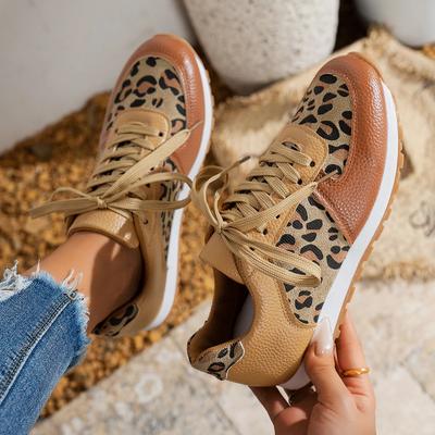Damen Freizeitschuhe 2024 Neue Freizeitschuhe mit Leopardenmuster für Damen Luxusmarke Damen Sneaker Leichte Plateau-Designerschuhe