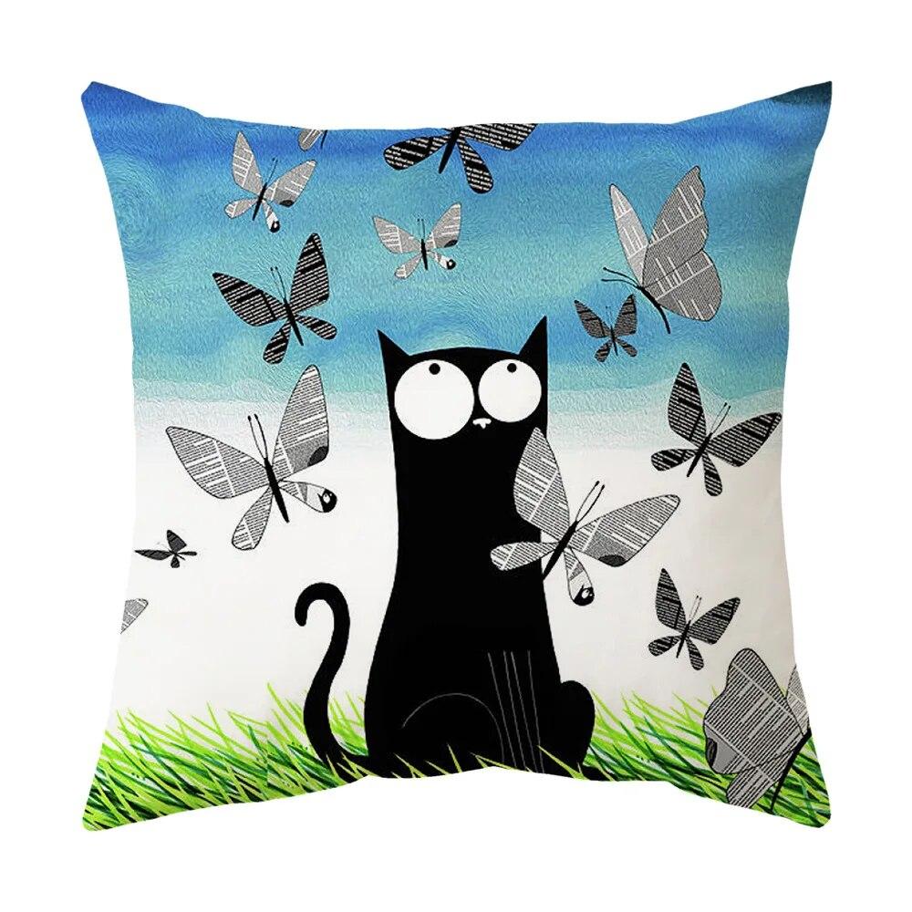 Sofa Chair Bed Living Room Decorative Pillowcase Fashion Cartoon Cute Cat Pillowcase