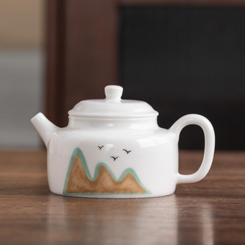 

Чайник из фарфора с жировым нефритом, пейзажный, одинарный чайник, чайник Сиши, подарочная коробка высокого класса, деловые подарки для учителей, руководителей и отцов