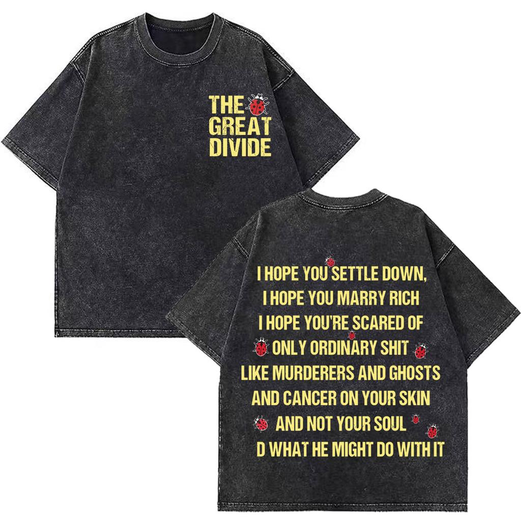 Noah Kahan The Great Divide Tour 2026 Graphics Vintage Gewassen T-shirt Heren Dames Mode T-shirts Los Katoen Vintage T-shirts