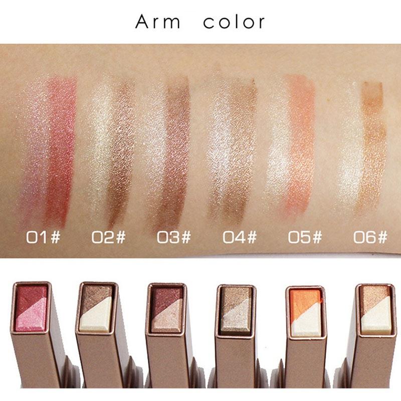 New Fashion Girls 6 Duo Tone Eyeshadow Sticks Waterproof Quick Makeup Gradient Eyeshadow Sticks Long Lasting Glossy Makeup Tool LM