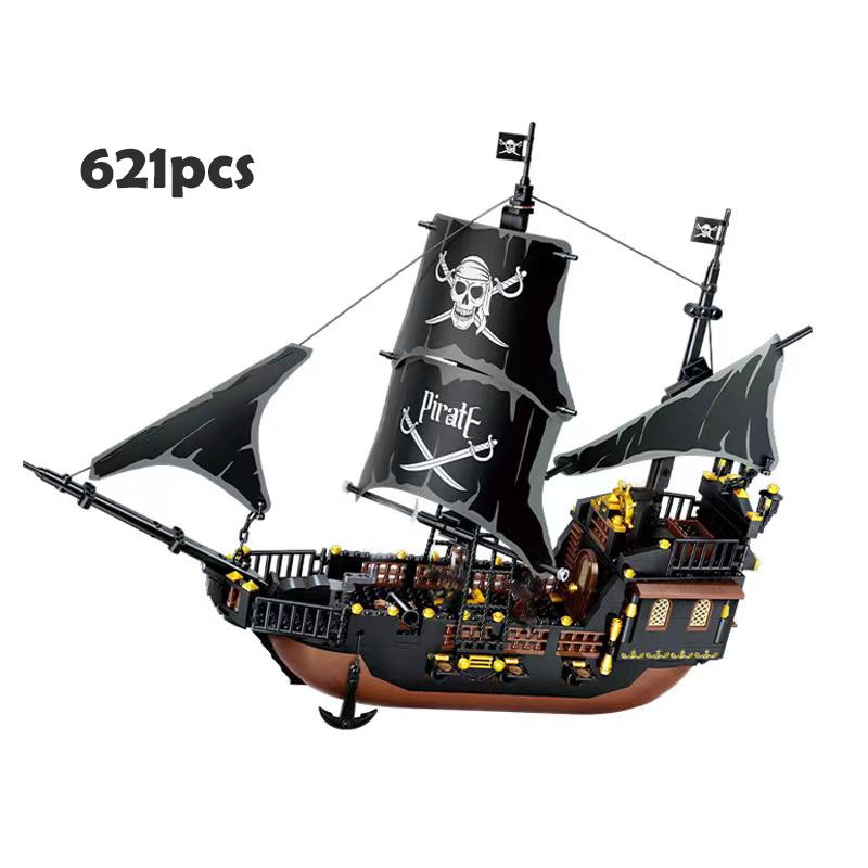 Creative Pirate Ship Adventure Ship Set Building Blocks DIY Luminous Building Blocks Decorative Bricks Boy Toy Gift