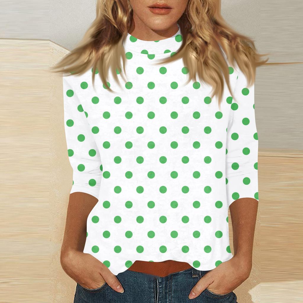 Damen Mock-Neck 3/4-Ärmel Bedrucktes Oberteil