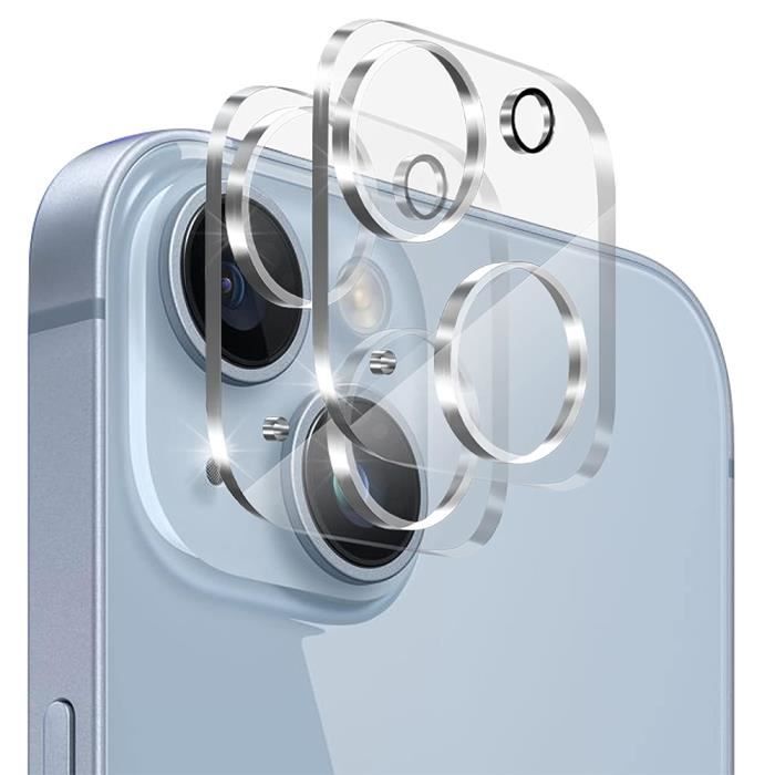 Coque Silicone pour iPhone 15 Antichoc + 2 Vitres Verre Trempé et 2 Protections Caméra Arrière
