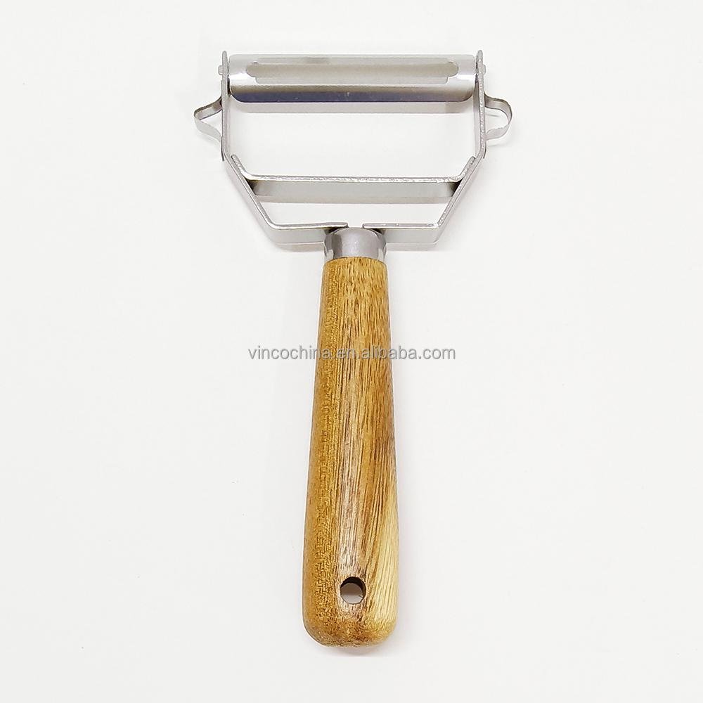 Manual Stainless Steel Kitchen Gadgets Set Wooden Handle Includes Ginger Grater Garlic Zester Peeler-Dishwasher Safe