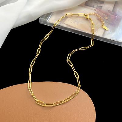 Chaîne de trombones à la mode Chaîne Collier Chaîne en acier inoxydable couleur or collier cadeau pour femmes et hommes