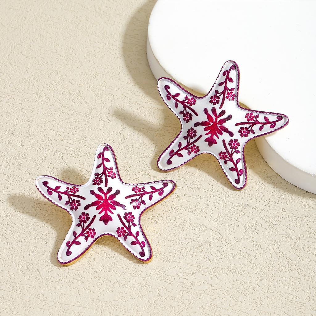 1 Pair Geometric Temperament Casual Starfish Stud Earrings Summer Simple Beach Vacation Style Earrings Ocean Zircon Gift