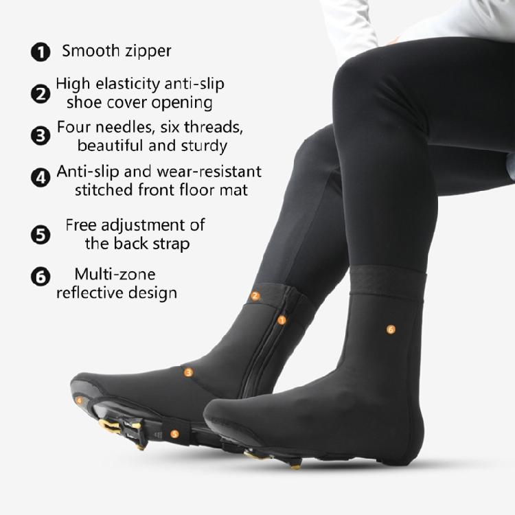 1 Pair Night Riding Safety Cycling Shoe Cover Waterproof Design Elastic Cuff Convenient On Off Reflective Night Safety