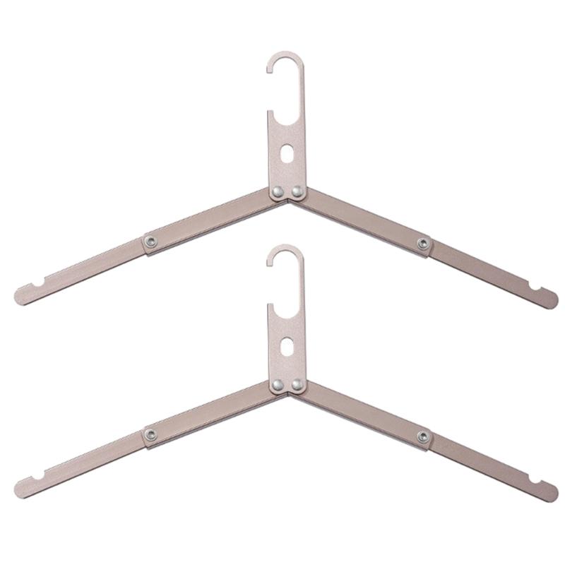 2Pcs Practical Hanger Folding Aluminum Alloy Clothes Hanger Outdoor Camping Coat Drying Rack Space Saving Travel Hanger 1