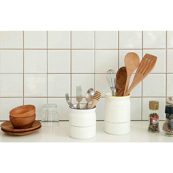 Daily Like Milky Drainable Cutlery Case S + L Set, White, 1 Set, Korean Popular Tableware