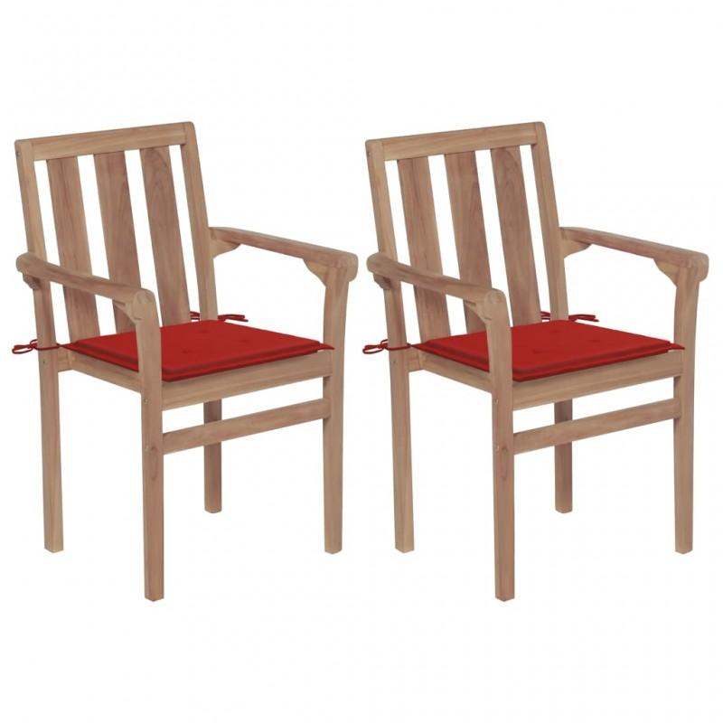 Day and Night - Day and Night Garden Chairs 2 Units with Red Teak Wood Cushions