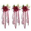 Wedding Entrance Vehicle Flower Ornament with Artificial Rose Ribbon Lengths for Mirror Placement and Car Styling