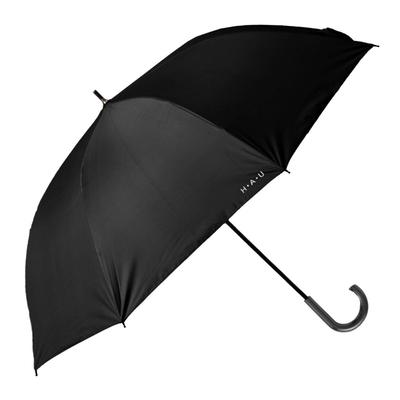 Simple Logo Long Umbrella for Sun and Blocks Over of UV Black H A U Rain, 99% Rays, UPF50+, 10002951,