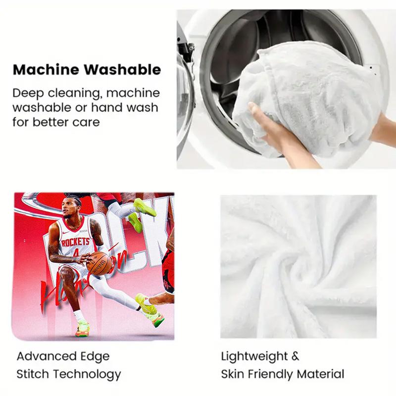 Basketball Star Team Collage Portrait Print Fleece Blanket Soft Warm Cozy Throw Blanket Sport Fan Sofa Bed Home Decor Gift
