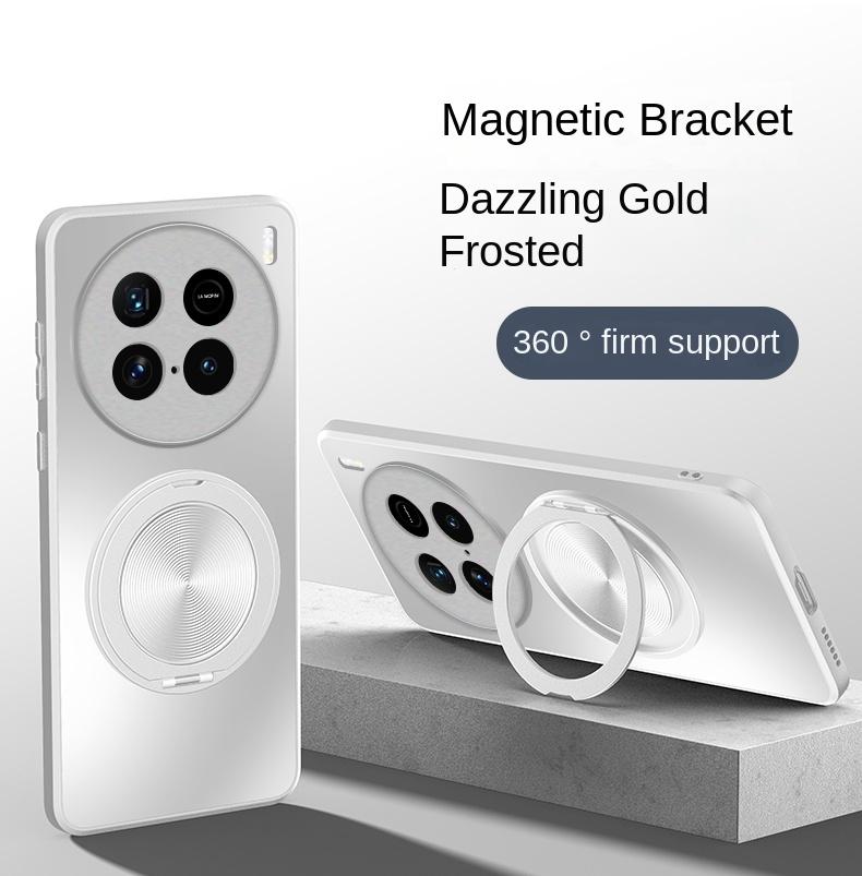 

Для VIVO X100 Ultra Case Hard Matte With Ring Magnetic Protective Back Cover Case For VIVO X100 PRO X100S X100Ultra Phone Shell For VIVO X100S Pro серебряный