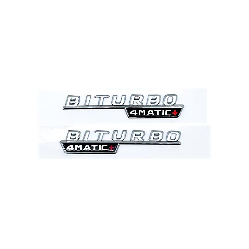 CWDRF1 3D Flat Letters Biturbo 4matic 4matic+ Plus ABS Emblem for Mercedes Benz AMG C43 E43 GLE43 GLC43 GLE53 Car Fender Side Sticker