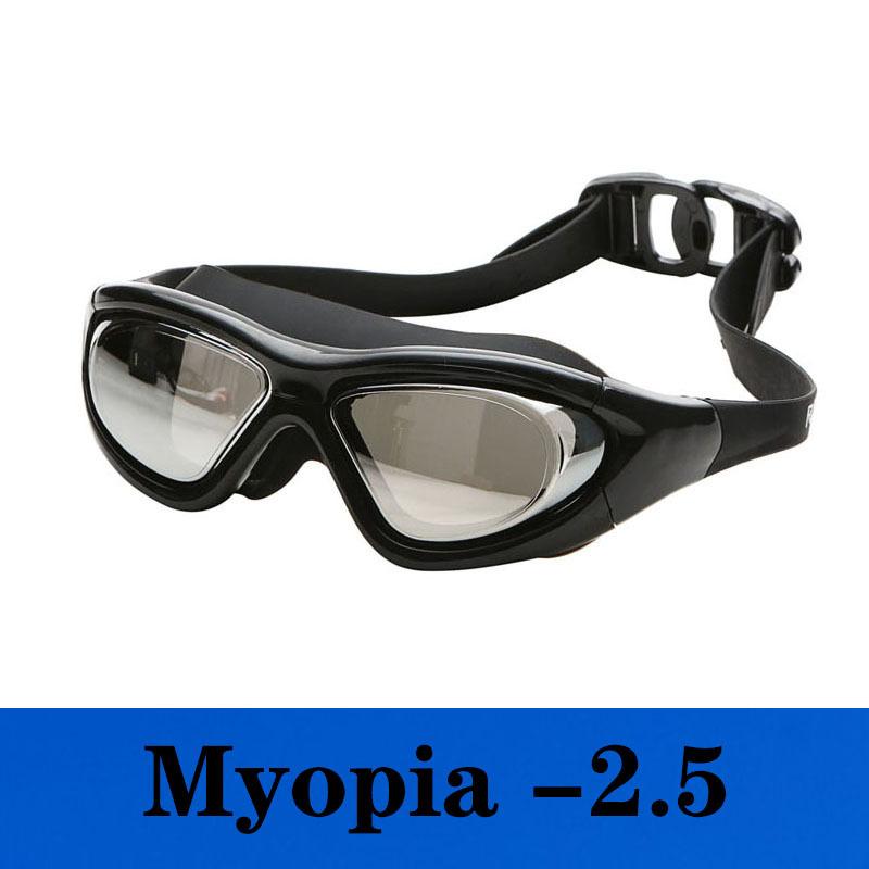 Prescription large-frame swimming goggles with electroplated coating, waterproof, anti-fog, high-definition swimming glasses