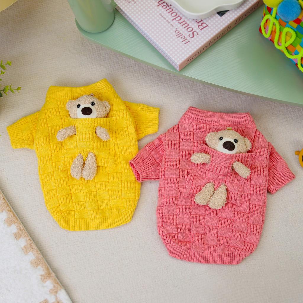 Pet kitten puppy clothes winter thickened pocket bear two legs sweater puppy winter clothing warm pet supplies