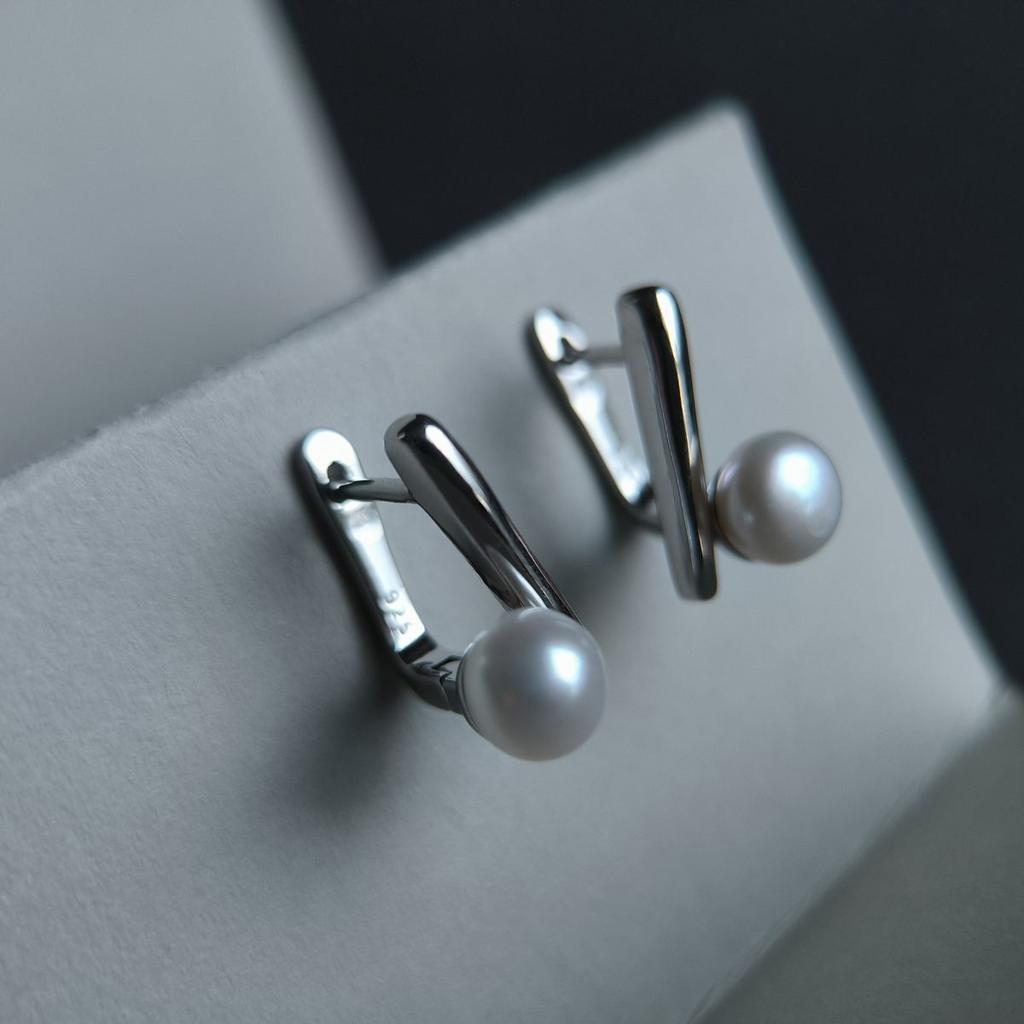 Silver Earrings with Natural Pearls (2187226)
