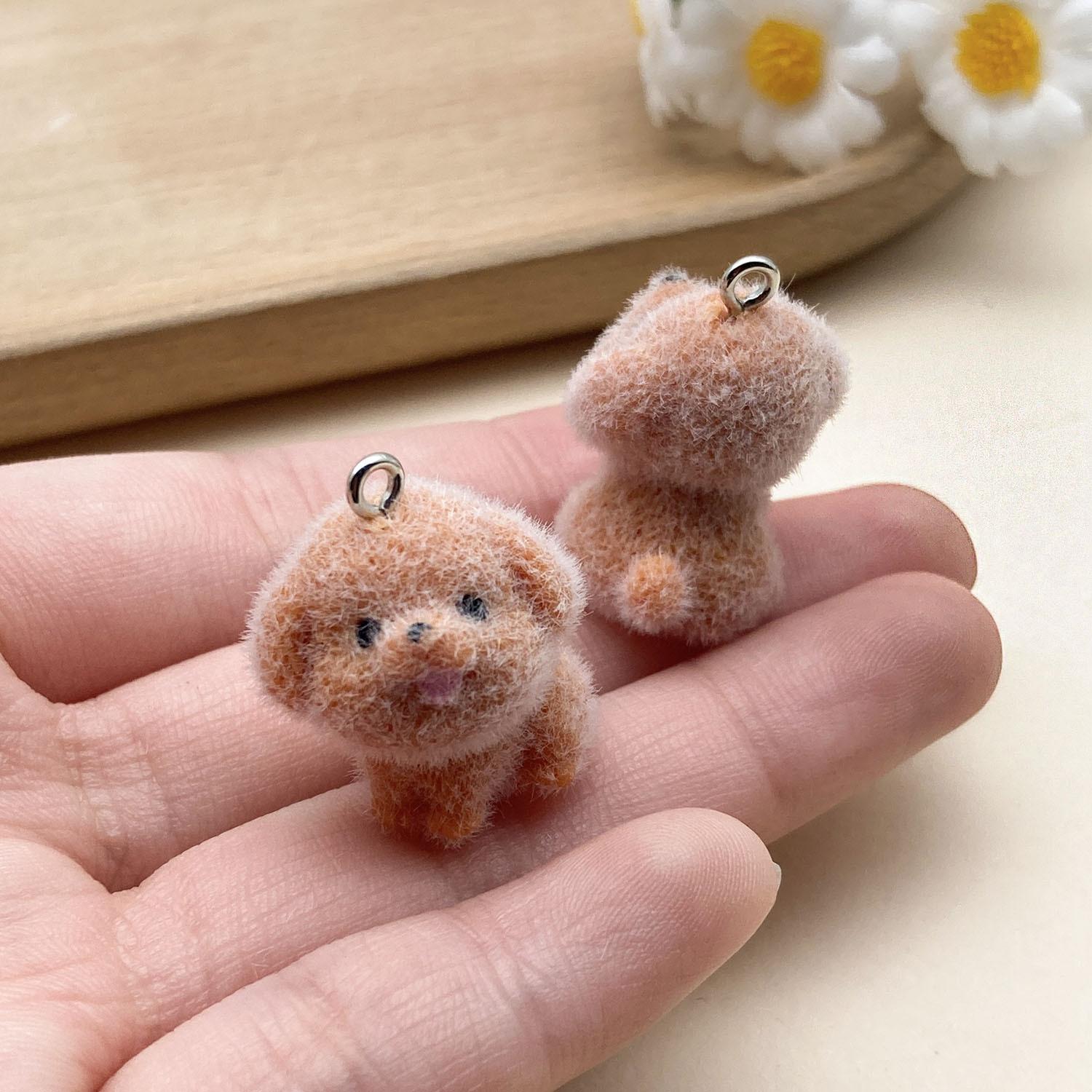 

Mix 2/5Pcs Resin Flocking Animal Puppy Pendant Accessories, Diy Necklaces, Earrings, Keychains, Jewelry Making Fashion Accessori Set