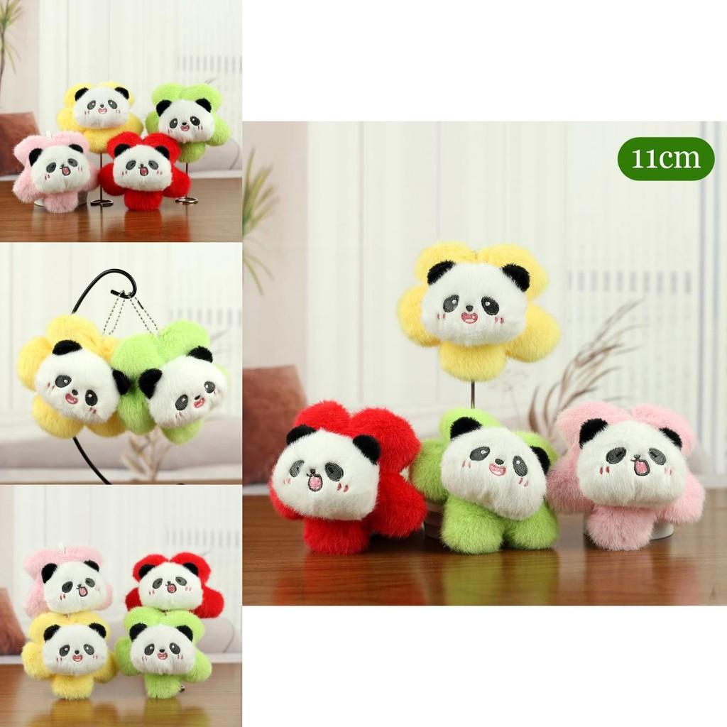 Adorable Colorful Panda Plush Keychain Accessory With Cute Flower Design For Bags