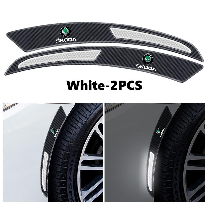 cycr3 For Skoda Carbon Fiber Car Wheel Eyebrow Fender Sticker Reflective Strips Warning Protector Strip Octavia Superb RAPID FABIA