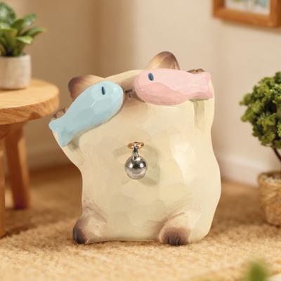 Yousheng Mini Siamese Cat Figurine Cute Cartoon Resin Cat Statue for Home Office Desk Decor Collectible Gifts for Cat Lovers