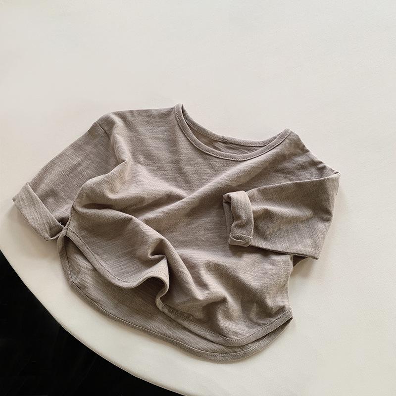 Bamboo Cotton Long Sleeve T-shirt for Boys & Girls - 2025 Spring/Autumn Korean Style Base Layer