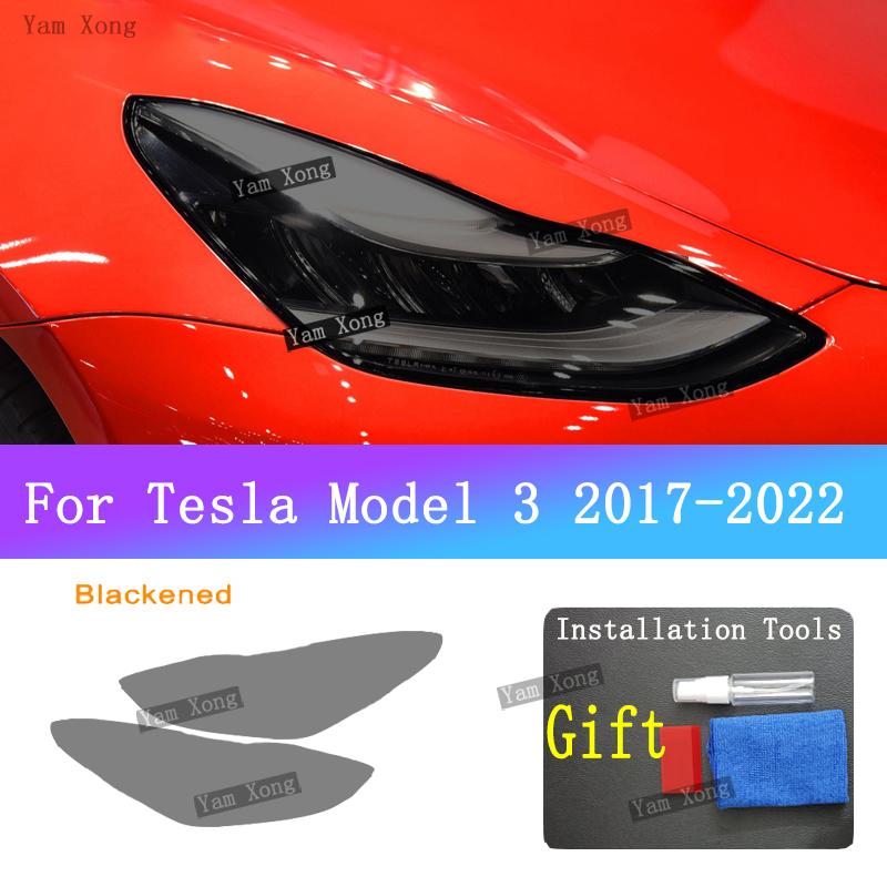 For Tesla Model 3 2017- Auto Headlight Black Taill Cover Film Front Light Taillight TPU Transparent Armored Protective Films
