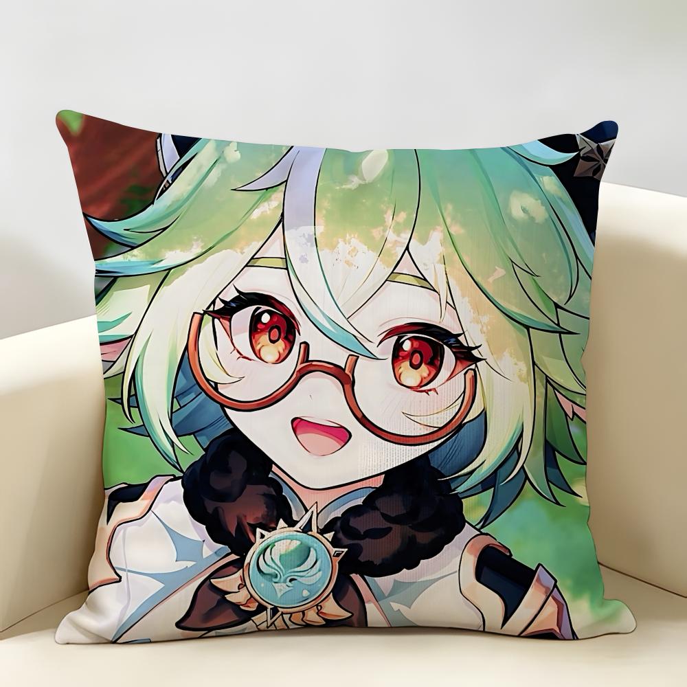 Sucrose Genshin Game Cushion Cover Natural Linen Organic Fabric DoubleSided Printing Room Sofa Decor Pillow Case