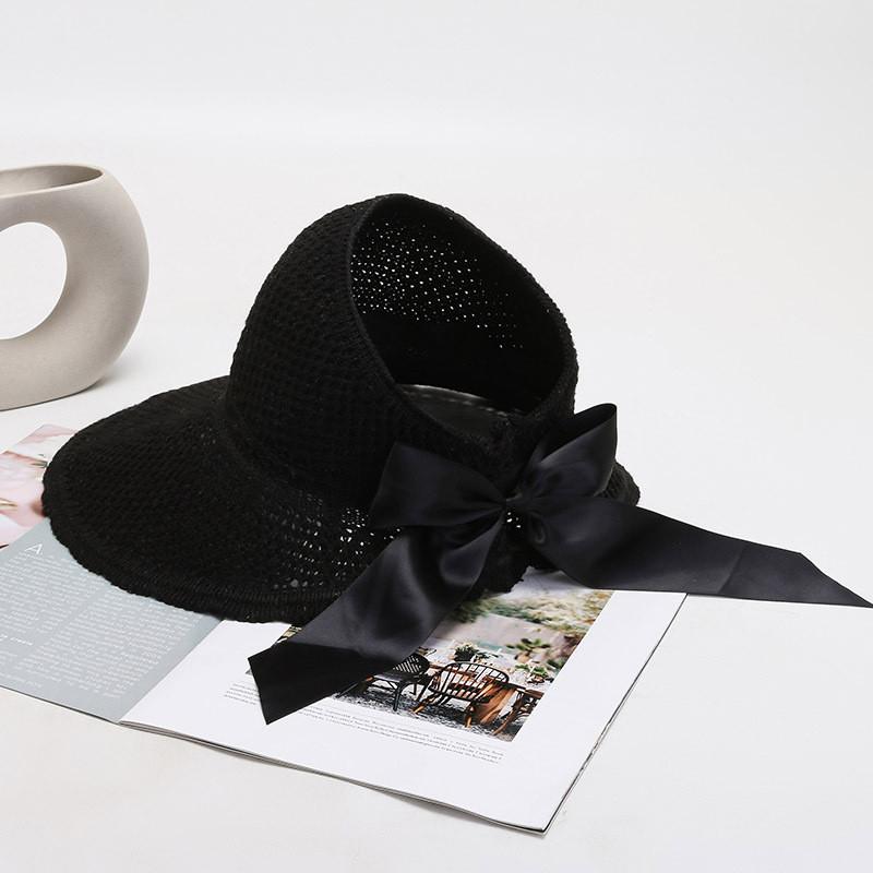 New Style Butterfly Bow Wide Brim Sun Hat For Women Cute Outdoor Mesh Sunshade Hat