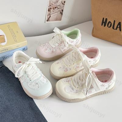 Women's Casual Sports Shoes Flower 2026 Autumn Comfortable Anti Slip Outdoor Vulcanized Shoes Lace Up Fashion Running Shoes