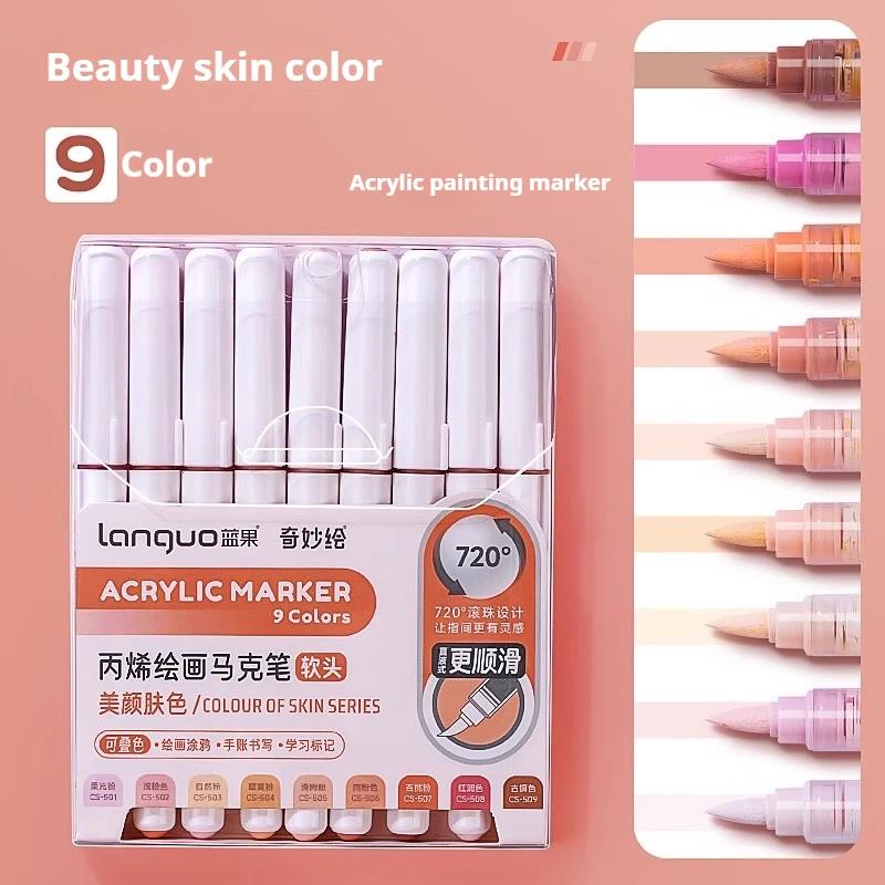 LANGUO 60Colors/box Direct Liquid Acrylic Paint Marker Pens Set Brush Color Marker Pen for DIY Painting Drawing Ceramic Glass
