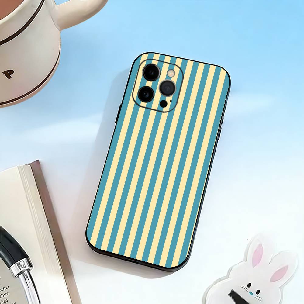 M-Multicolor Stripes  Phone Case For iPhone 17,16,15,14,13,12,11 Plus,Pro Max,XS,Soft Silicone Black Cover