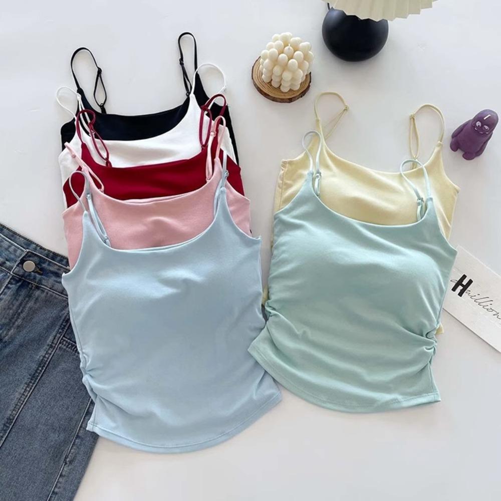 Chest Pad Tank Top Halter Crop Tops Women Summer Camis Backless Camisole Fashion Tube Lady Sleeveless Cropped Vest