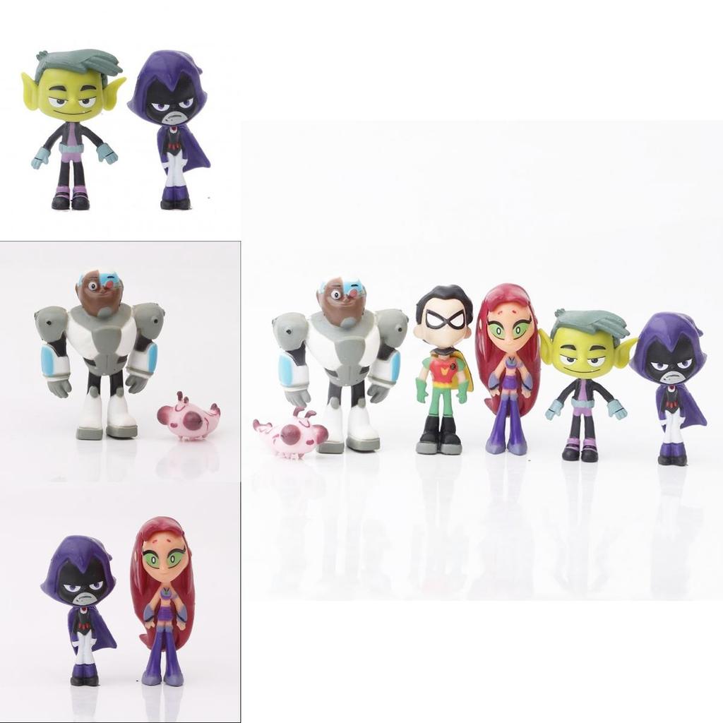 Vibrant Teen Titans Go Anime Figures With Robin Raven Beast Boy Starfire