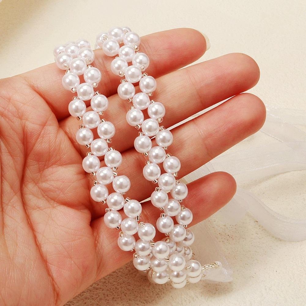 Thin Pearl Waist Belt Ribbon Rhinestone Waist Chain Luxury Waistband  Bridal