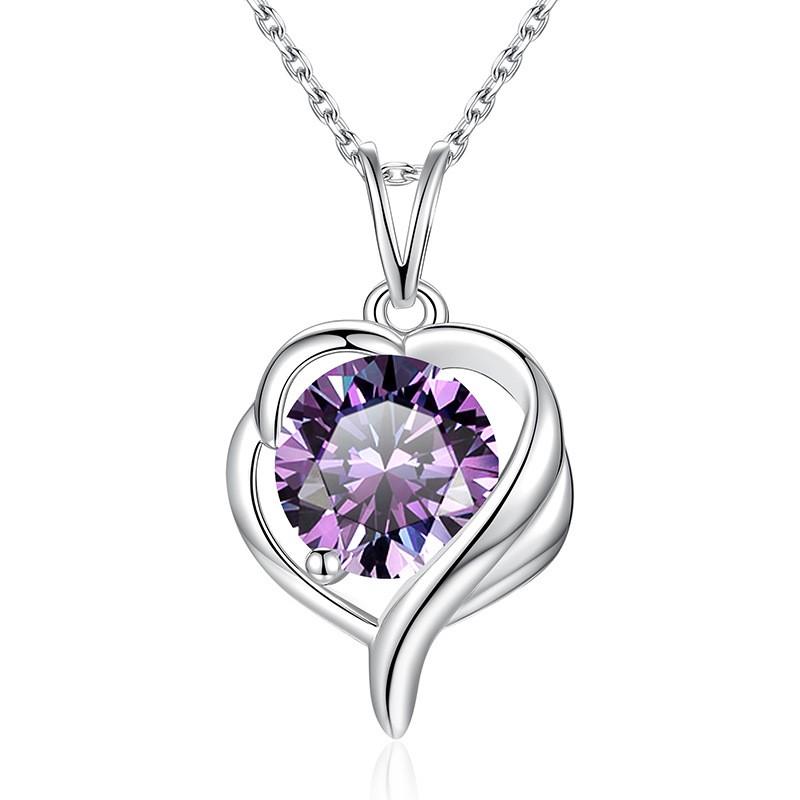 V Necklace Color Moissanite 1ct Simple Heart Pendant Women