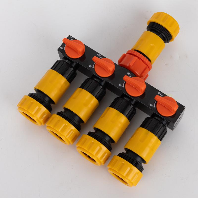 Garden Hose 4-Way Water Splitter with Switch Valve Connector