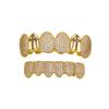 Hot Selling Cross Vampire Fangs Dental Grillz Full Paved Zircon Real Gold Plated Hip Hop Halloween Teeth Jewelry