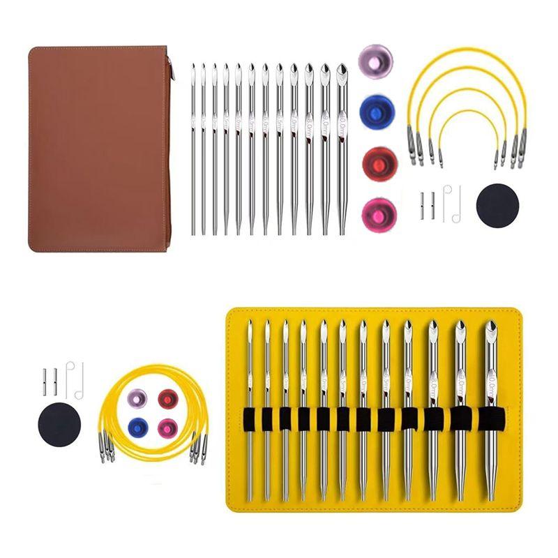 A60ztunisian Crochet Hook Set With Cable Aluminium Interchangeable Crochet Hook Set Crochet Hook 26 Pcs Crochet Hook Setmay