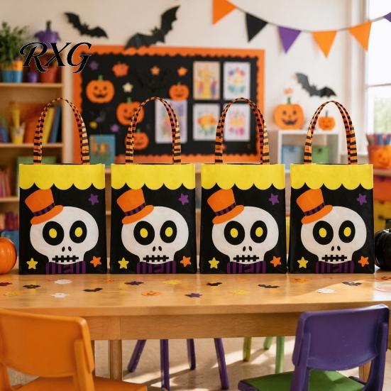Decorative Halloween Bags Candy Bag, Cute Pumpkin Ghost Tote for Kids, Spooky Cartoon Pattern Treat Bag Party, Trick or Favor Gift