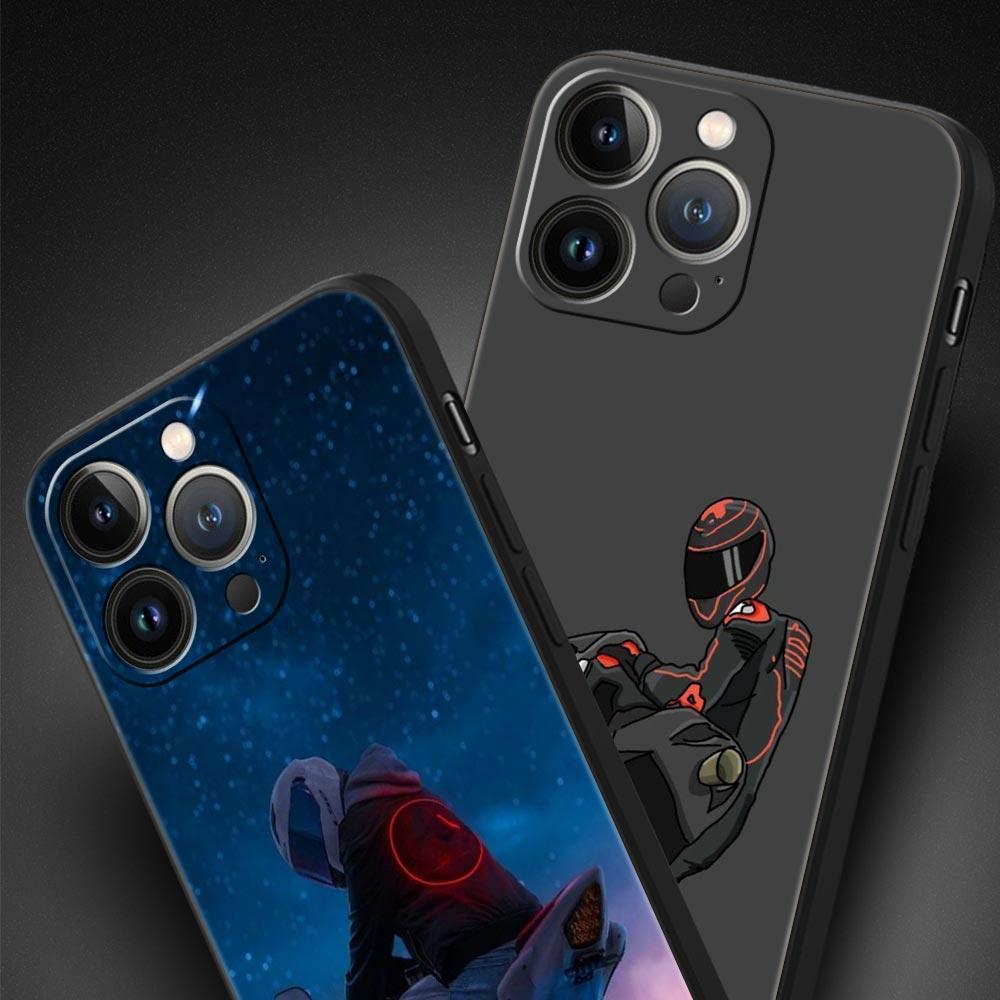 Moto Cross Motorcycle Sports Phone Case For iPhone 17 16 15 Pro Max 11 12 13 14 7 8 Plus SE 2020 X XR XS Cover Soft Black